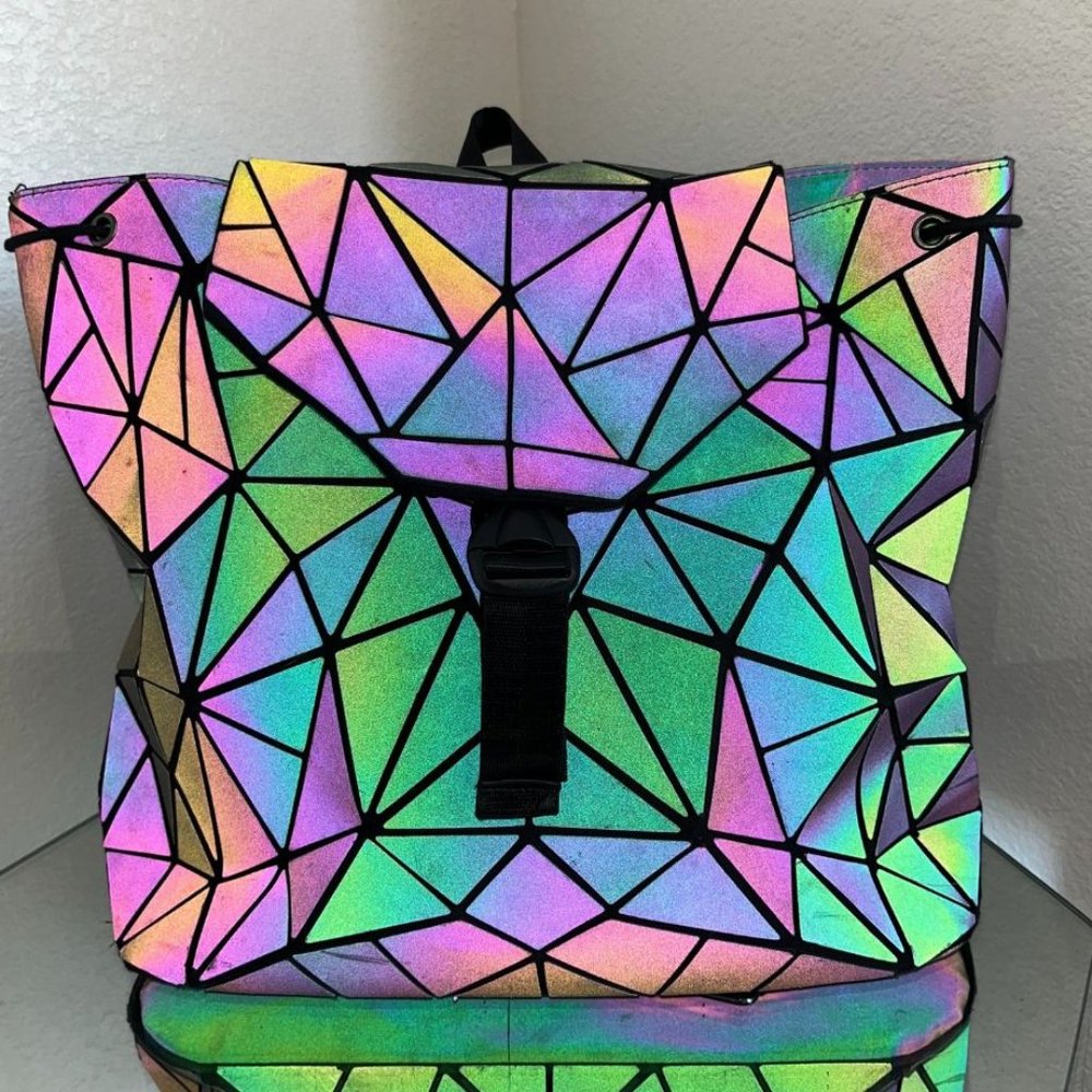 Reflective Holographic Geometric Backpack